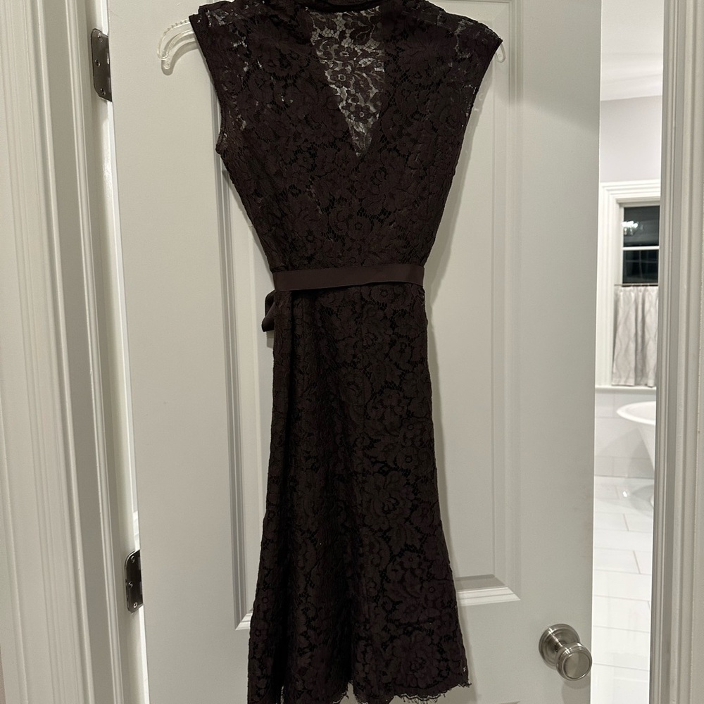 Elegant Brown Lace Dress